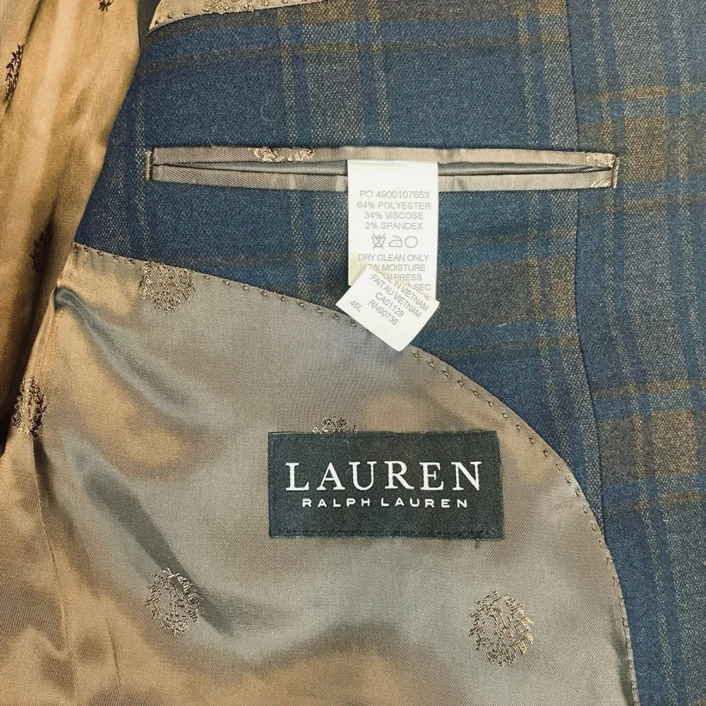 Lauren Ralph Lauren Lexington Sport Coat Mens 46L Plaid Stretch‎ NWT